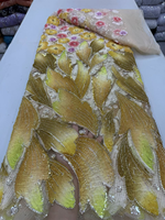 Tissu en dentelle de tulle perlé et pailleté de luxe NI.AI, maille lourde faite à la main pour robes de mariée nigérianes Asoebi