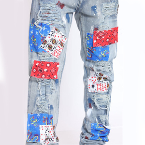 Djdi-jean de poche pour hommes, nouveau, usine, personnalisé, magnifique, bleu, impression à pois - Product Image 4