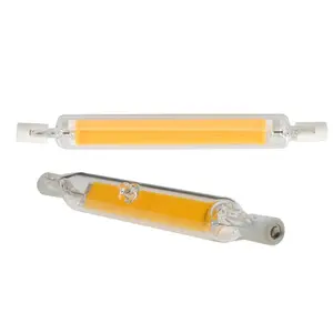 Lampu Sorot Tabung Kaca Bening Pengganti Halogen AC230V 110V 5W 10W 20W COB Linear R7S 118Mm Dapat Diredupkan