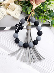 للبيع بالجملة سلسلة مفاتيح مطرزة بالخرز ، مشبك كركند فاخر ، سوار من الخرز المتقاطع من السيليكون ، سلسلة مفاتيح مع شرابة - Product Image 5