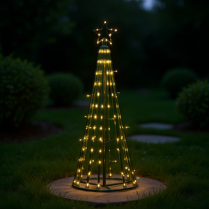 Arbre de Noël LED blanc chaud 220V IP54, éclairage extérieur pour jardin, structure en PVC, cuivre et fer - Product Image 2