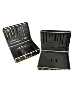 Boîte de présentation en contreplaqué avec cadre en aluminium et intérieur en mousse personnalisée pour accessoires et quincaillerie de pose de vitres - Product Image 1
