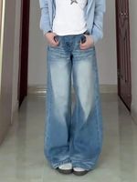 Jeans décontractés pour femmes à taille haute, coupe ample, respirants, en denim délavé, design personnalisé