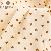 HAPPEAK Double gaze tissus froissés respirant coeur imprimé mousseline coton tissu pour bébé couverture