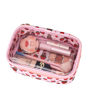 Borsa per il Trucco Trasparente con Motivo Personalizzato per Donne e Ragazze, Piccola Borsa da <span class=keywords><strong>Viaggio</strong></span> Rosa con Fiocco, Graziosa Pochette per Cosmetici da Inserire nella Borsa, Regalo di Compleanno - Product Image 2