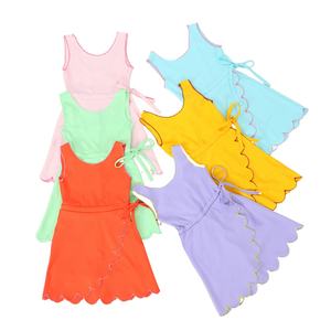 Abito Sportivo per Bambine con Design a Conchiglia, Scollo Ricamato e Pantaloncini, Vestito da Yoga Personalizzato UPF 50+ - Product Image 4