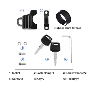 Verrou antivol pour <span class=keywords><strong>casque</strong></span>, support de guidon, <span class=keywords><strong>moto</strong></span>, <span class=keywords><strong>moto</strong></span> électrique, verrou de sécurité universel en métal, guidon de 22mm à 28mm - Product Image 6
