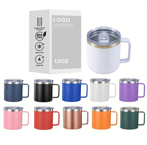 14oz Custom Logo 304 Stainless Steel Double Wall Vaccuum Insulated Camping Travel Cup Coffee Mug With Handle