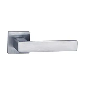 NAICHI Modern Square Solid Black Zinc Lever Door Handle Home Toilet Interior Lever Door Lock Handle For Wood Door