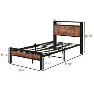 Base de cama de plataforma de almacenamiento de metal al por mayor con cabecero estante de madera doble <span class=keywords><strong>Queens</strong></span> king size marco de cama de tablero de cabeza alta - Product Image 4