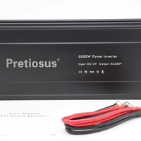 Onduleur Pretiosus 6000W 6000Watt 6KW 12V 24V 48V DC à AC100V 110V 120V 220V 230V 240V Convertisseur à onde sinusoïdale pure Onduleur