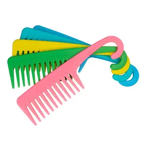 Women Hairdressing Tool Styling plastic Curly Hair large Wet Dry Curly detangler shower comb with hook