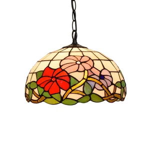Lámpara colgante estilo floral para restaurante, luz de pétalos de 12 pulgadas, estilo creativo, retro Tiffany, 30cm