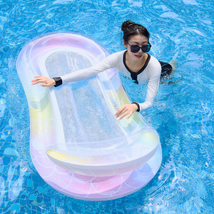 Matelas flottant gonflable sirène pour adultes avec filet, chaise longue épaissie, jouet aquatique, transat de piscine - Product Image 4