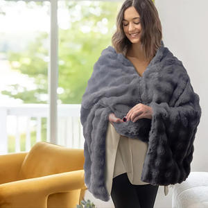 Poncho chauffant électrique USB réglable, <span class=keywords><strong>couverture</strong></span> châle douillette et lavable en peluche pour la maison, idéal pour l'automne et l'hiver en Europe - Product Image 2