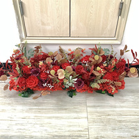 QSLH-D0145 Arrangements de mariage à prix avantageux, roses rouges, chemin de table, décoration de scène, fleurs pour mariage