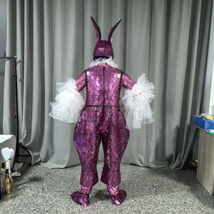 Disfraz de Conejita Brillante Rosa con Espejo, Conjunto Completo para Actuaciones en Escenario, Unisex - Product Image 4