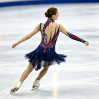 Costume de patinage artistique bleu marine et rouge, maille à manches longues, col montant, dos ouvert, robe ornée de strass pour enfants et filles, scène