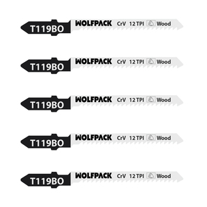 Lame per seghetto elettrico per legno, taglio fine, 5 pezzi. Lama in Cromo Vanadio 58. Attacco a T Universale - Product Image 1