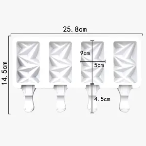 Molde de paletas de helado de silicona de diamante de gran tamaño para molde de paletas de hielo