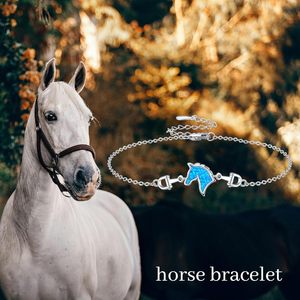 925 Sterling Silver Women's Horse <strong>Bracelet</strong> with Opal Rhodium Plated <strong>Snaffle</strong> Bit for Party Jewelry Gifts - Product Image 6