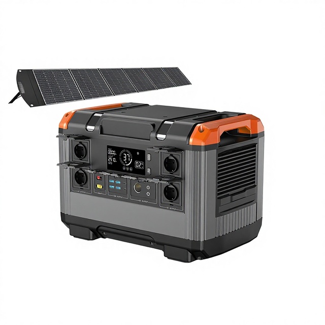 2400W Outdoor LiFePO4 Battery 2000Wh Solar Power Generation System Power Station MPPT Pure Sine Wave Inverter LCD Display BMS