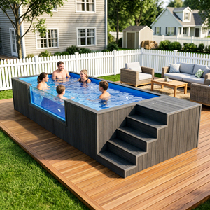 Piscina Familiar Elevada de Fibra de Vidrio con Bomba Inteligente para Exteriores, Spa y Diversión Acuática - Product Image 2