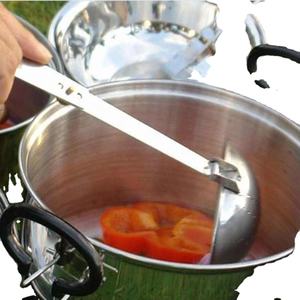 Cuchara Plegable de Acero Inoxidable con Gancho Antideslizante, Cuchara <span class=keywords><strong>para</strong></span> Sopa, Utensilios de Cocina <span class=keywords><strong>para</strong></span> Camping, Picnic y <span class=keywords><strong>Barbacoa</strong></span> + Bolsa - Product Image 1