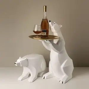 2021 الحديثة معيشة القطبية الدب تصميم طاولة التلفاز ضوء الفاخرة ميسا دي Apoio عارضة الطابق حامل الحيوان ديكور نهاية الجدول
