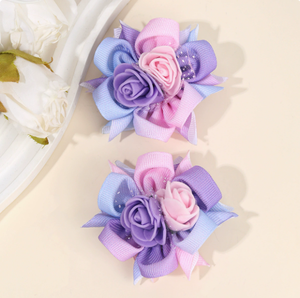 Pinzas <span class=keywords><strong>para</strong></span> <span class=keywords><strong>el</strong></span> Cabello con Flores de Tela Coloridas, Pinzas Laterales <span class=keywords><strong>para</strong></span> Niñas con Flores de Rosa 3D en Degradado - Product Image 6