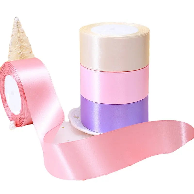 4Cm 25 Sân Mỗi Cuộn Chất Lượng Cao Ribbon Màu Sắc Hỗn Hợp Đôi Duy Nhất Phải Đối Mặt Polyester 196 Màu Sắc Satin Ribbon