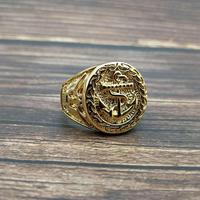 Bague Hip-Hop Vintage en Acier Inoxydable 316 Noir et Or, Motif Ancre, Tendance, Étanche, Bijoux Fins pour Hommes – Vente en Gros