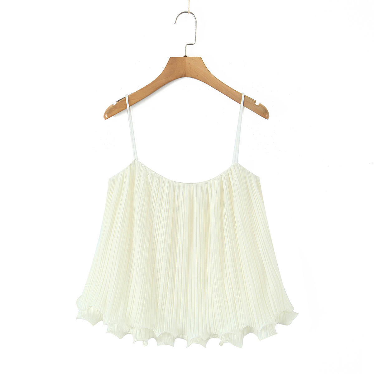 เสื้อสายเดี่ยวลายเปลือกหอยสีขาว