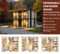 Maison conteneur extensible à deux étages de 20 pieds, avec double aile pliable, type Granny Flat, préfabriquée en structure acier