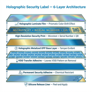 Étiquettes holographiques professionnelles haute sécurité pour flacons de peptides avec technologie VOID anti-effraction - Product Image 4