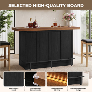 Commercial Extra Wide Home Bar Unit Bar <b>Table</b> with Multi Storage Compartments Wine Rack Glass Holder for Basement <b>Pub</b> Party - Product Image 4