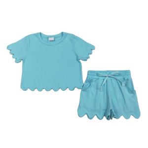 Conjuntos de Ropa Casual para Niñas RTS Boutique, Estampados, 95% Algodón, 5% Elastano, Primavera Otoño, Borde Festoneado, Transpirables, Camiseta y Pantalones Cortos - Product Image 1