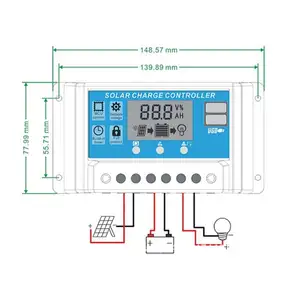 Solar Charge Controller Solar Controller AISHANG12v 24v Solar Panel Charge Controller Intelligent Regulator With LCD Display PWM Solar Charge 10A 20A 30A Controller