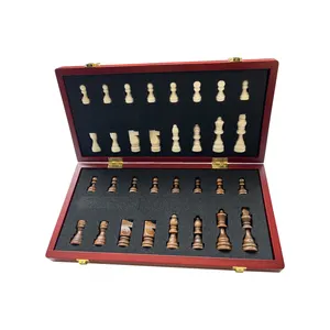 Verificadores de xadrez de madeira, verificadores de xadrez de viagem dobrável, placa de xadrez com peças de xadrez de madeira