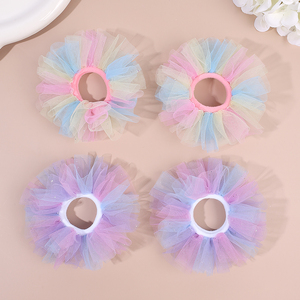 2 Pezzi Elastici per Capelli in Rete di Nylon Arcobaleno Pastello, Tulle Sfumato a Strati, per Coda di Cavallo e Scrunchie da Ragazza - Product Image 1