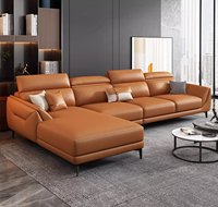 Sofá Seccional en Forma de L de Piel Sintética Reclinable Moderno KMJ para Sala de Estar, Apartamento, Villa, Muebles para Sala de Estar
