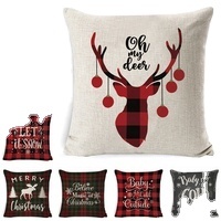 Housse d'oreiller imprimée en lin pour l'hiver, taie d'oreiller luxueux, housse de coussin, pour noël
