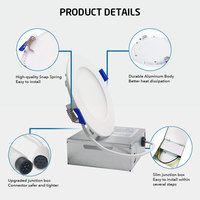Plafonnier LED encastré intelligent WiFi TUYA ultra-plat de 4 pouces, dimmable, 10W, RGB