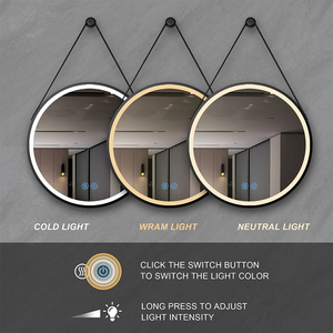 Espejos redondos para baño <span class=keywords><strong>Espejo</strong></span> de pared circular con retroiluminación LED con <span class=keywords><strong>cuerda</strong></span> colgante - Product Image 2