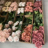 B-1424 Groothandel Real Touch Bloemen Roze Wit Enkelstam Roos Lange Steel Kunstmatige Roos Handgemaakt Modern Afstuderen Pasen