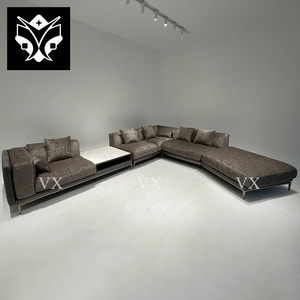 Canapé d'angle extensible en forme de L de style italien moderne, design <span class=keywords><strong>royal</strong></span> de luxe, avec rembourrage en éponge et revêtement en tissu capitonné pour salon - Product Image 2