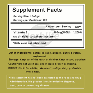 Gélules de Vitamine E 400 UI – Marque Blanche, Fabricant OEM – Antioxydant Naturel, Soutien Immunitaire, Santé de la Peau - Product Image 2
