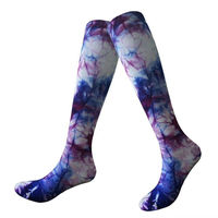 Chaussettes de compression jetables de haute qualité, respirantes, antidérapantes, montantes jusqu'au genou, imprimées, 15-20 mmHg, vente en gros, logo personnalisé sur le dessous