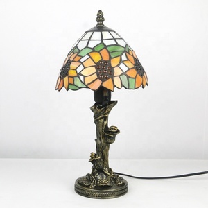 Lampe de bureau LongHuiJing de 8 pouces, style campagnard américain, lampe Tiffany en verre teinté, abat-jour tournesol - Product Image 5