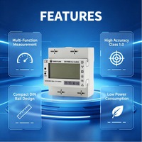 Compteur d'énergie triphasé certifié MID sur rail DIN 3x80A 230/400V Classe B avec écran LCD Mbus pour sous-comptage, recharge de VE, solaire photovoltaïque